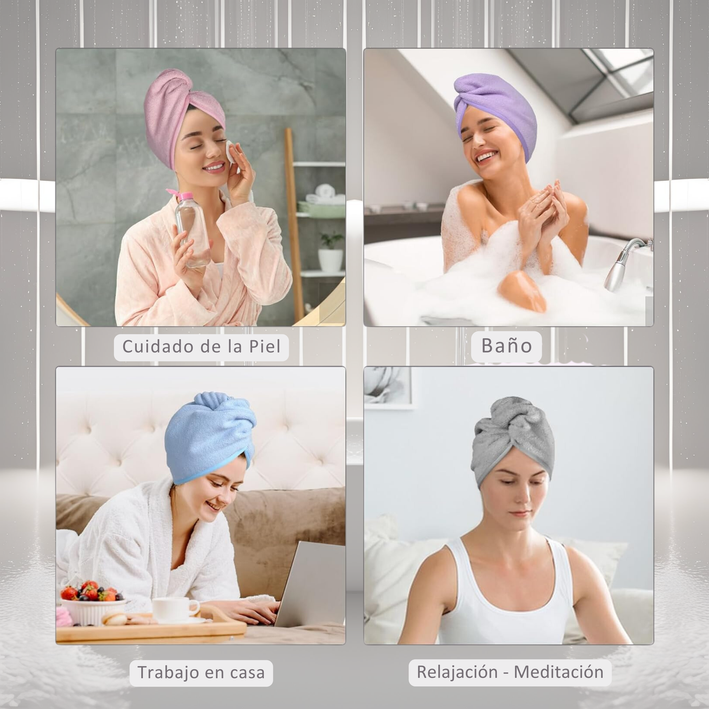 TOALLA MICROFIBRA CABELLO SECADO RAPIDO