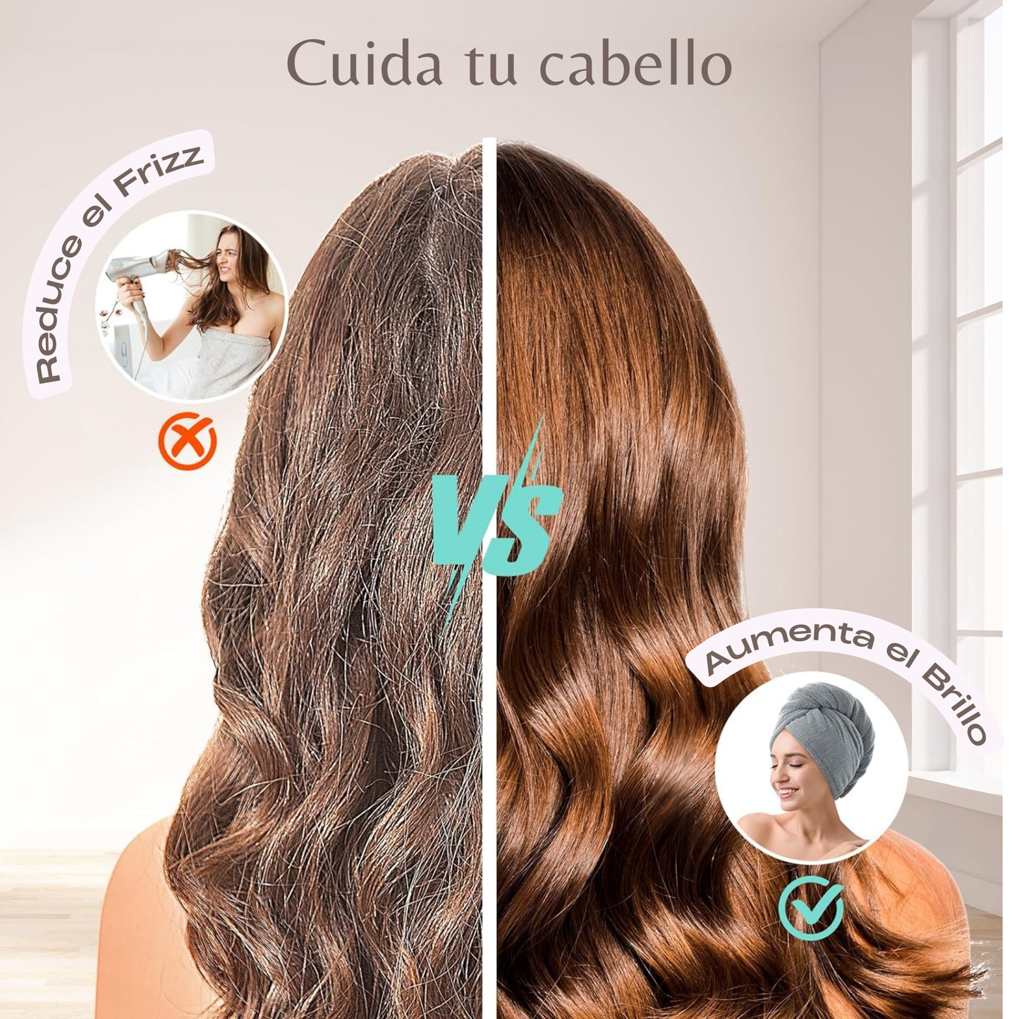 TOALLA MICROFIBRA CABELLO SECADO RAPIDO